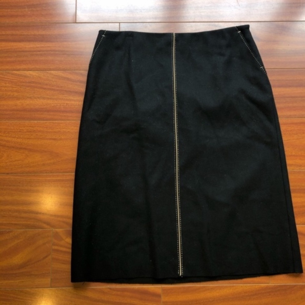 J.Crew Wool Blend Black Tan Pencil Midi Skirt